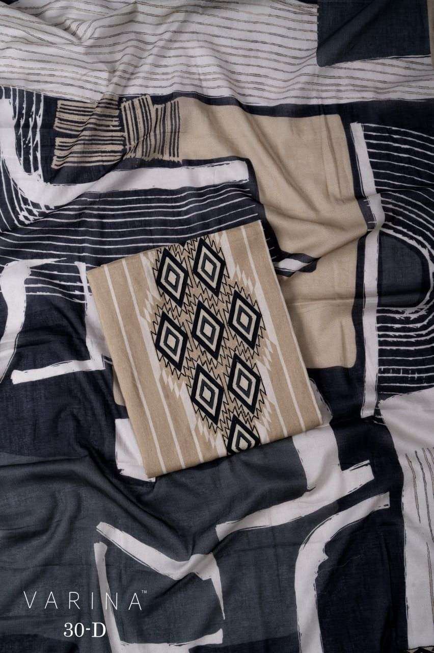 VARINA FAB D NO 30 LAWN COTTON DIGITAL PRINT WITH EMBROIDERY DESIGNER SUIT