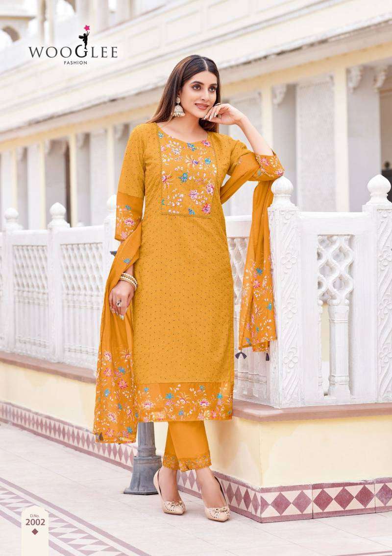WOOGLEE KASHMIRA COTTON SCHIFLI DESIGNER WORK LADIES 3PCS SET COLLECTION 