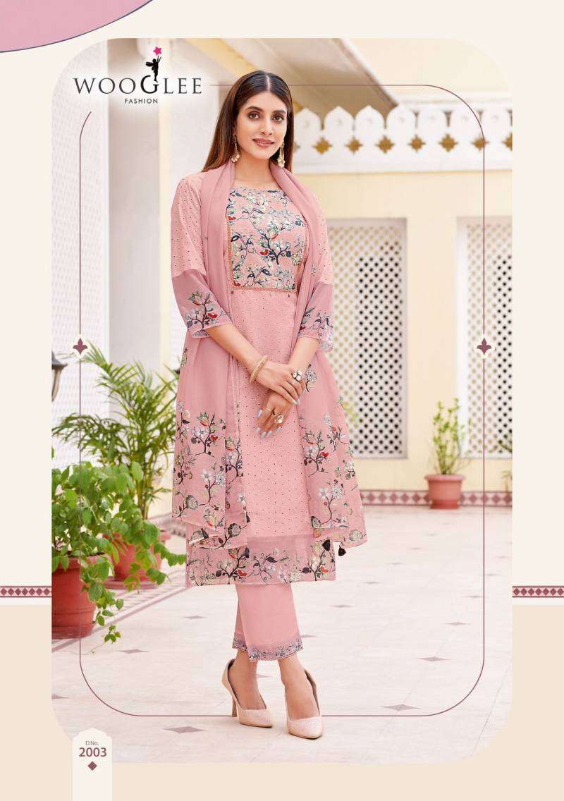 WOOGLEE KASHMIRA COTTON SCHIFLI DESIGNER WORK LADIES 3PCS SET COLLECTION 