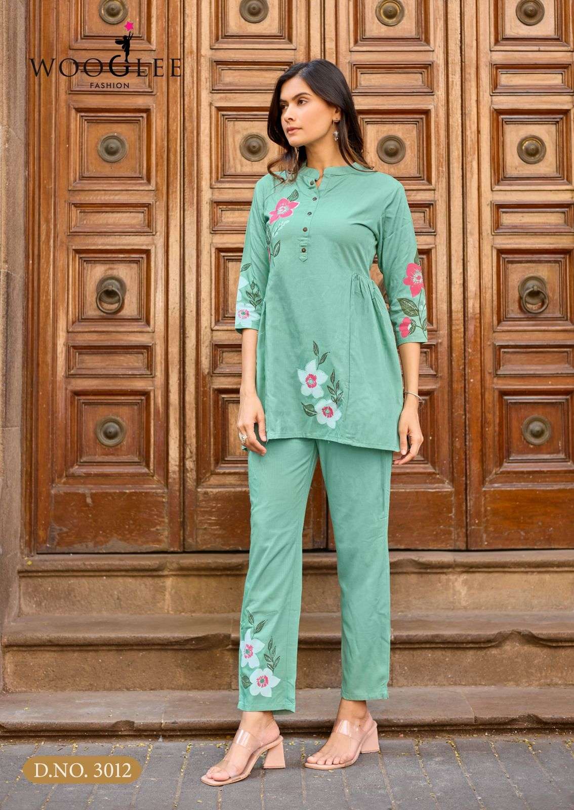 WOOGLEE TULIP VOL 3 RAYON FANCY PREETY LOOK LADIES CO-ORD SET