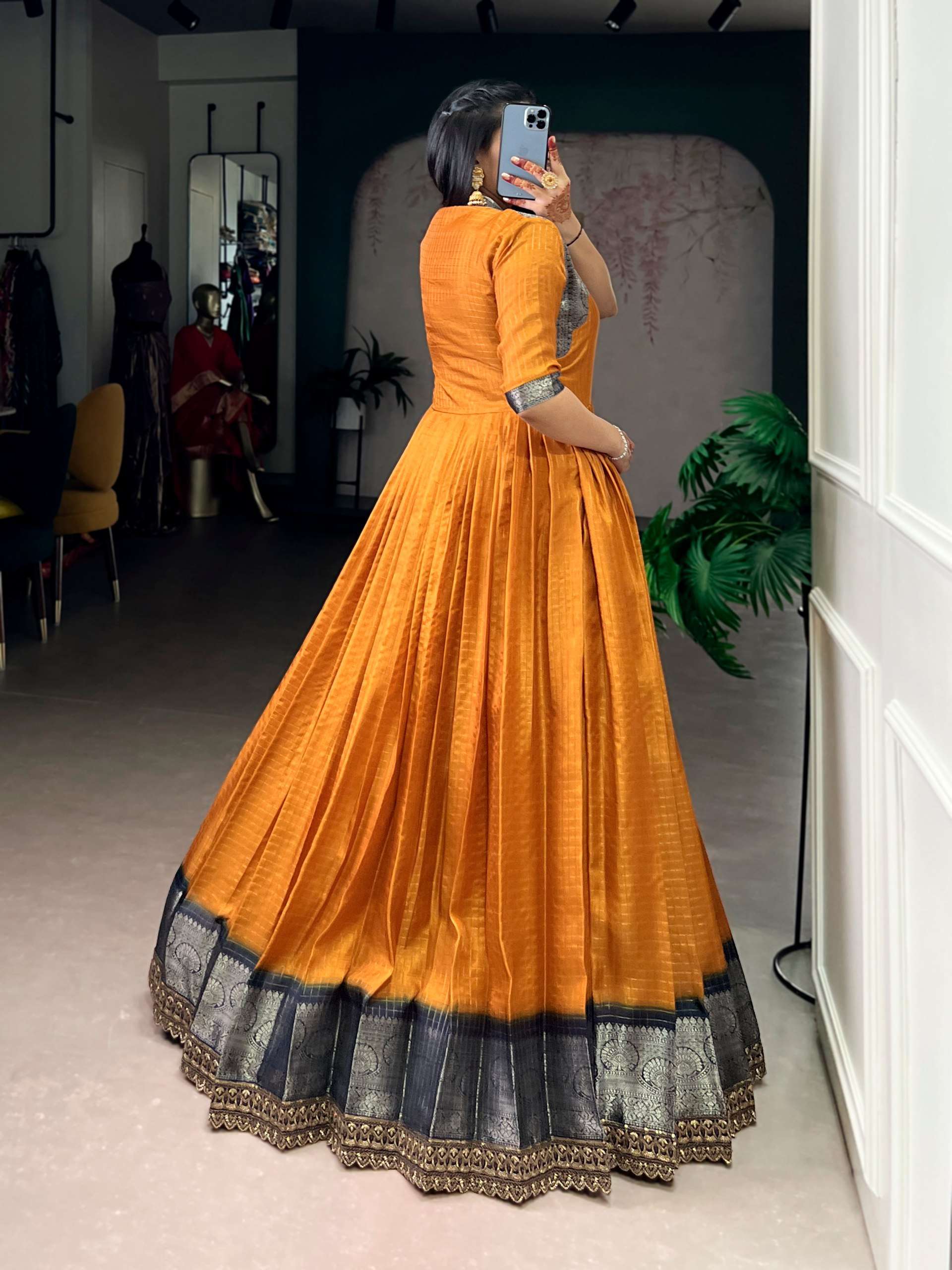 YNF 5010 DOLA JACQUARD DESIGNER WORK FESTIVE WEAR CLASSIC DRESS