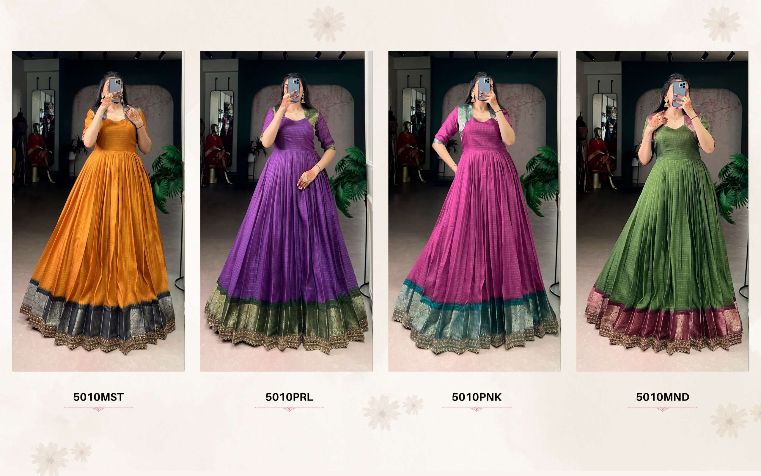 YNF 5010 DOLA JACQUARD DESIGNER WORK FESTIVE WEAR CLASSIC DRESS