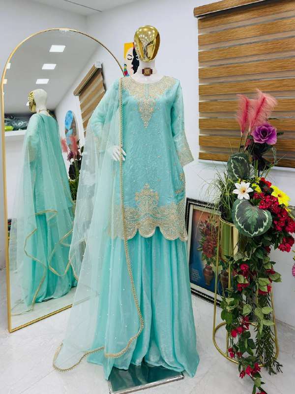 ZC 8009 SILK BEAUTIFUL DESIGNER LOOK PARTY WEAR LADIES SUIT
