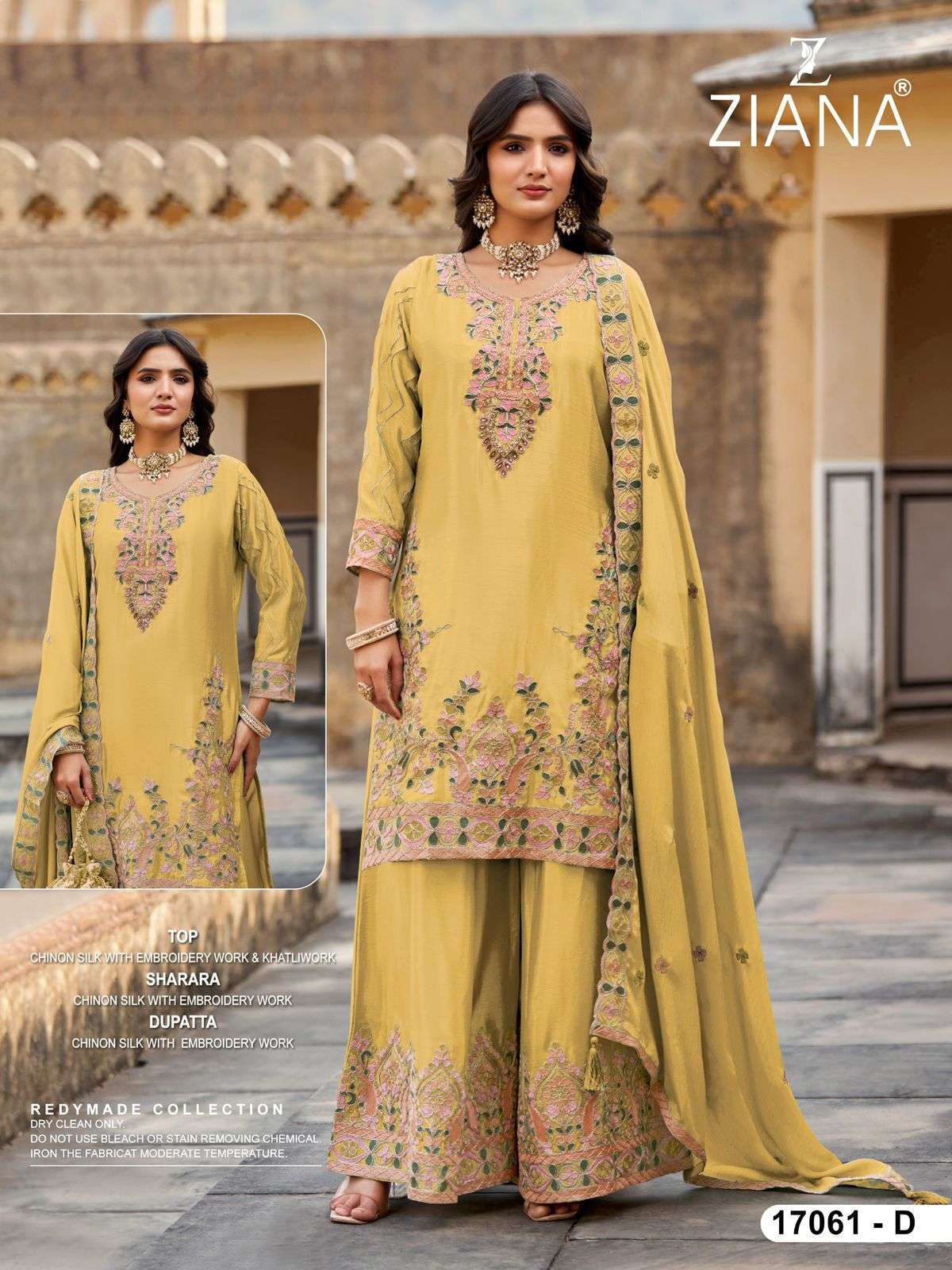 ZIANA D NO 17061 SILK HEAVY DESIGNER FESTIVE WEAR READY MADE LADIES SUIT