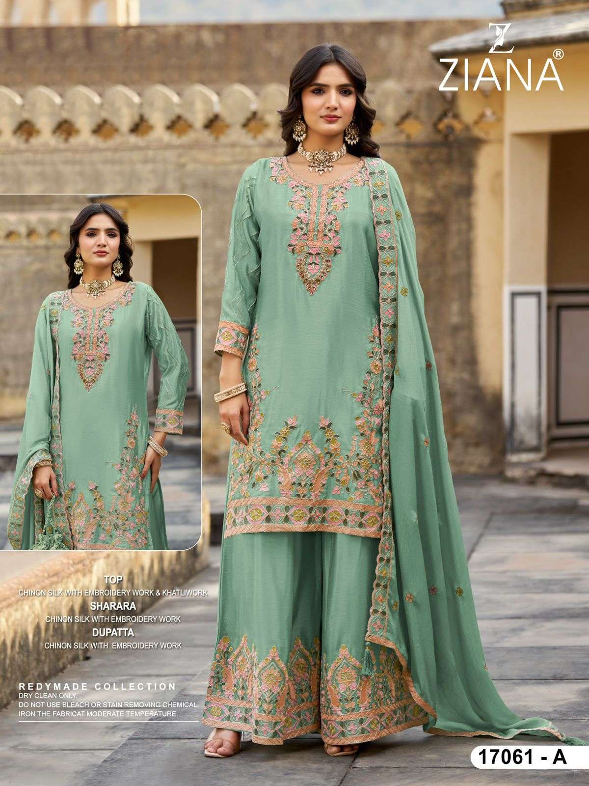 ZIANA D NO 17061 SILK HEAVY DESIGNER FESTIVE WEAR READY MADE LADIES SUIT