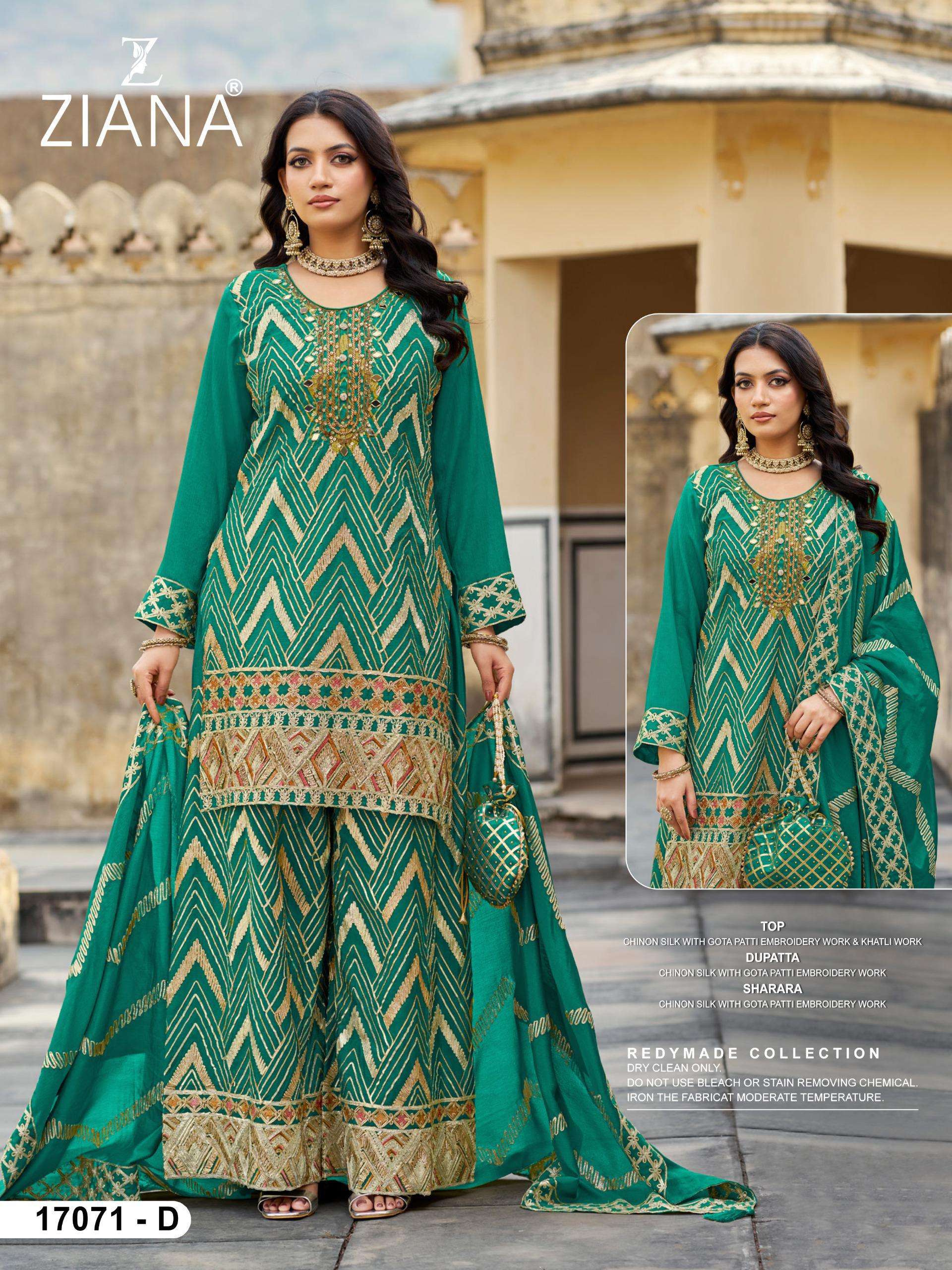 ZIANA D NO 17071 SILK HEAVY BEAUTIFUL DESIGNER PARTY WEAR LADIES SUIT