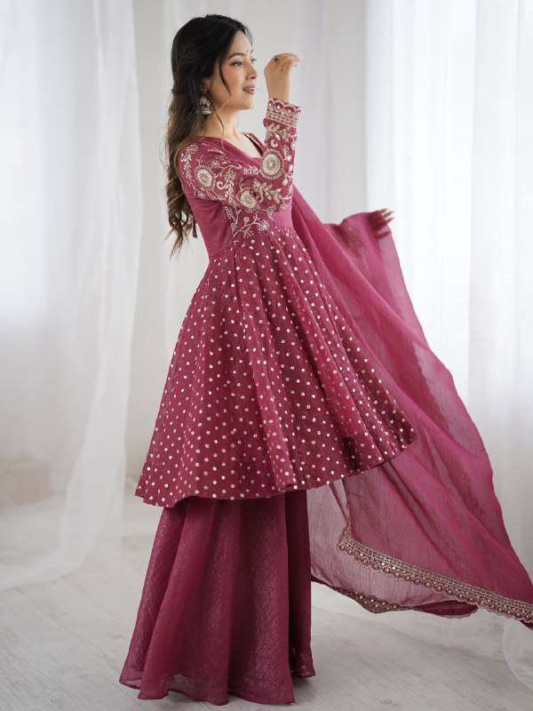 ZSR 3134 SILK DESIGNER TOP WITH SHARARA PLAZZO AND DUPATTA SET 