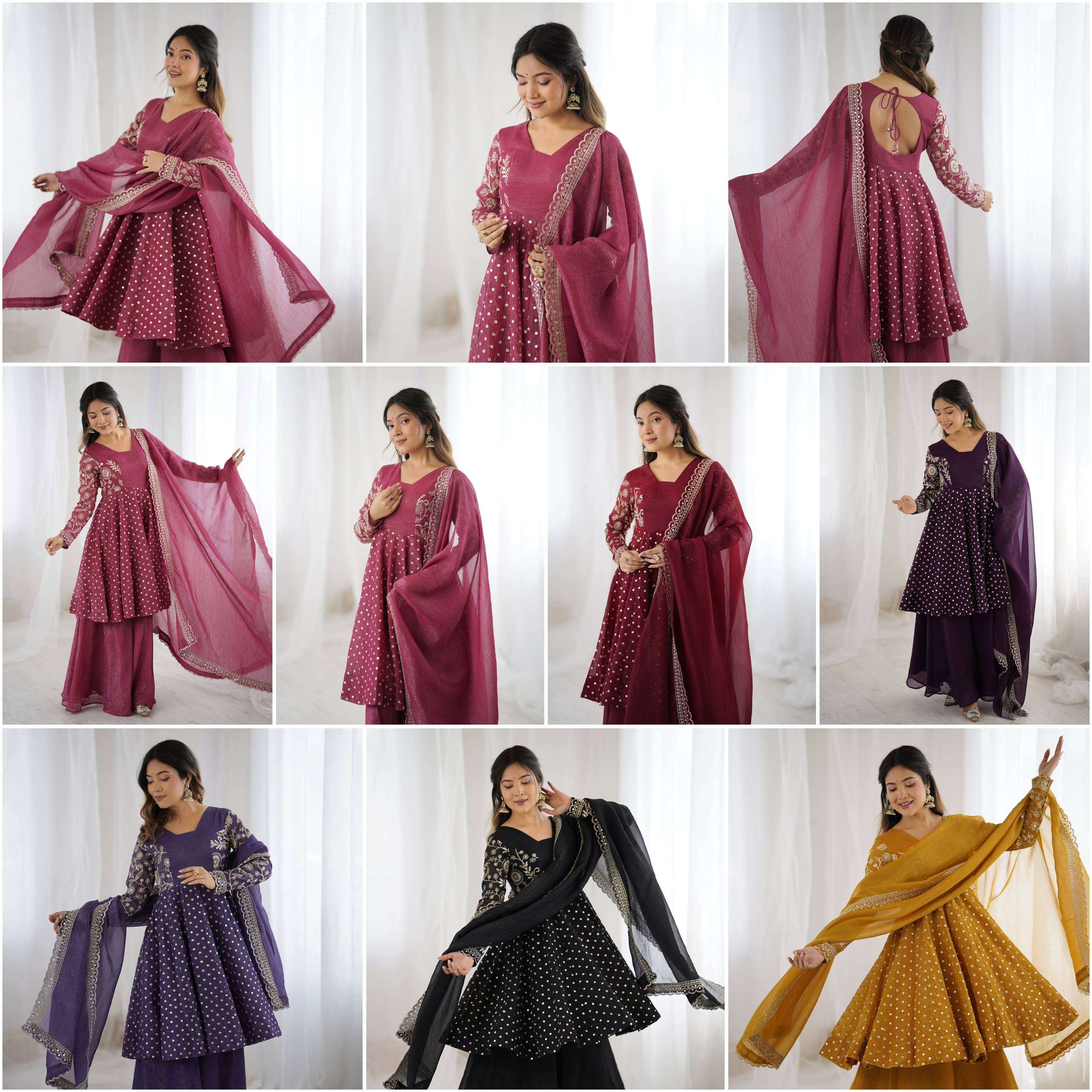 ZSR 3134 SILK DESIGNER TOP WITH SHARARA PLAZZO AND DUPATTA SET 