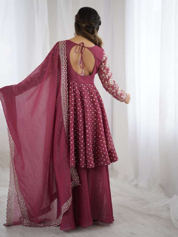 ZSR 3134 SILK DESIGNER TOP WITH SHARARA PLAZZO AND DUPATTA SET 