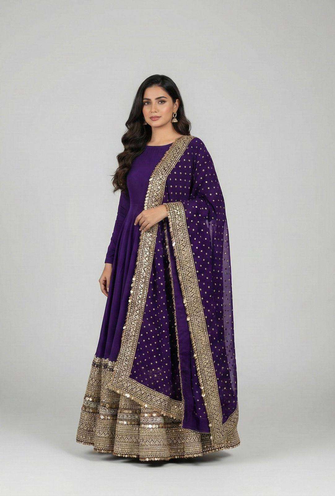 ZSR 3152 SILK DESIGNER PARTY WEAR LONG ANARKALI GOWN BOTTOM AND DUPATTA SET 