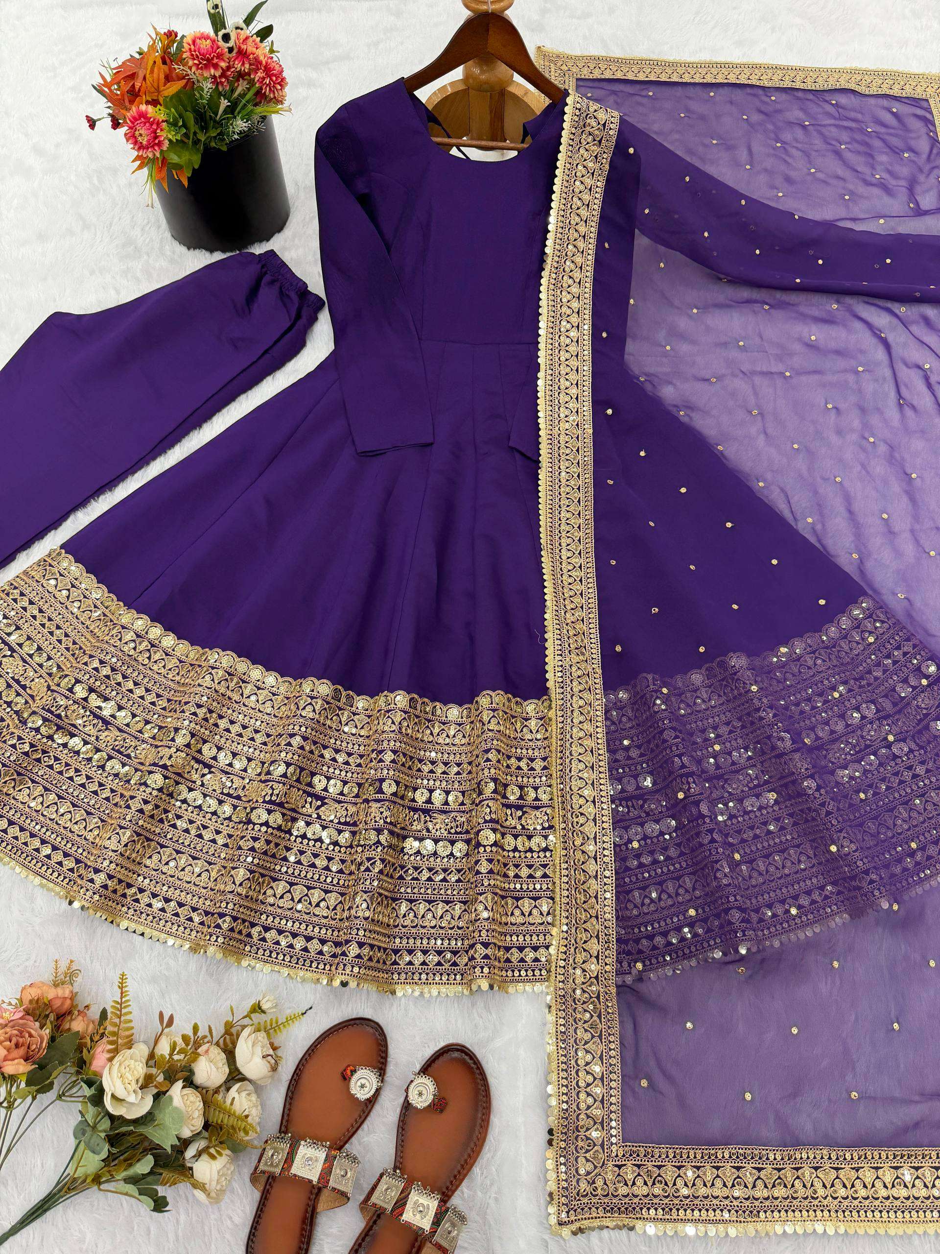 ZSR 3152 SILK DESIGNER PARTY WEAR LONG ANARKALI GOWN BOTTOM AND DUPATTA SET 