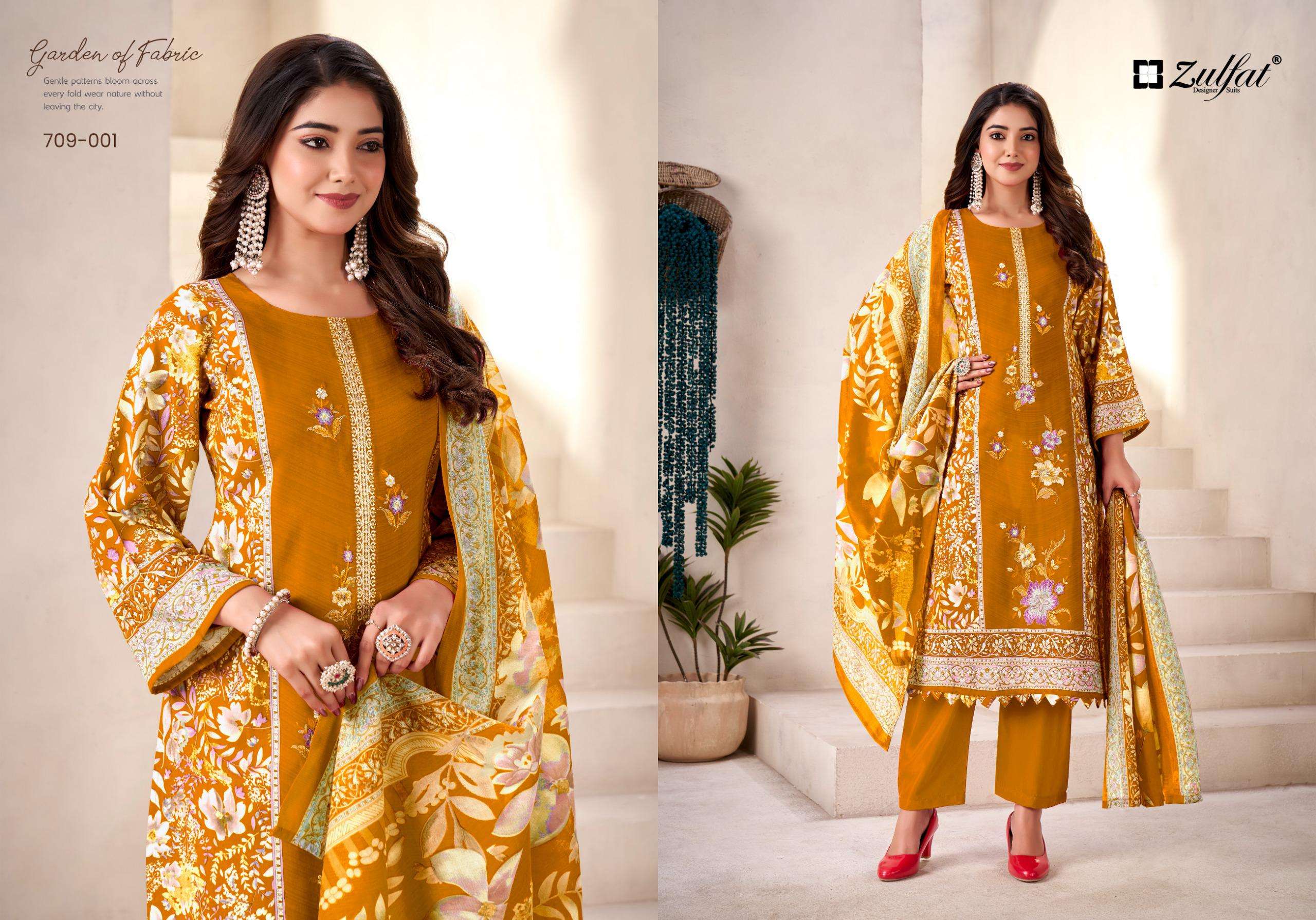 ZULFAT DESIGNER SUITS AMINA VISCOSE DIGITAL PRINT WITH FANCY WORK SUIT