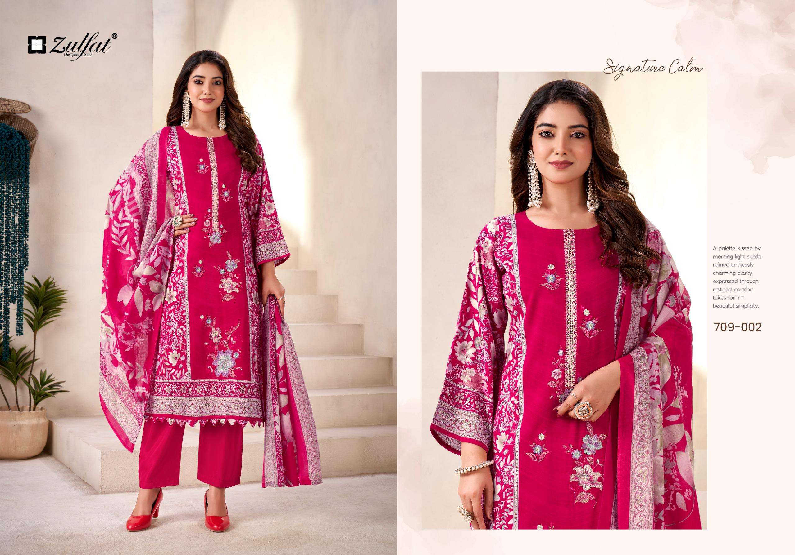 ZULFAT DESIGNER SUITS AMINA VISCOSE DIGITAL PRINT WITH FANCY WORK SUIT