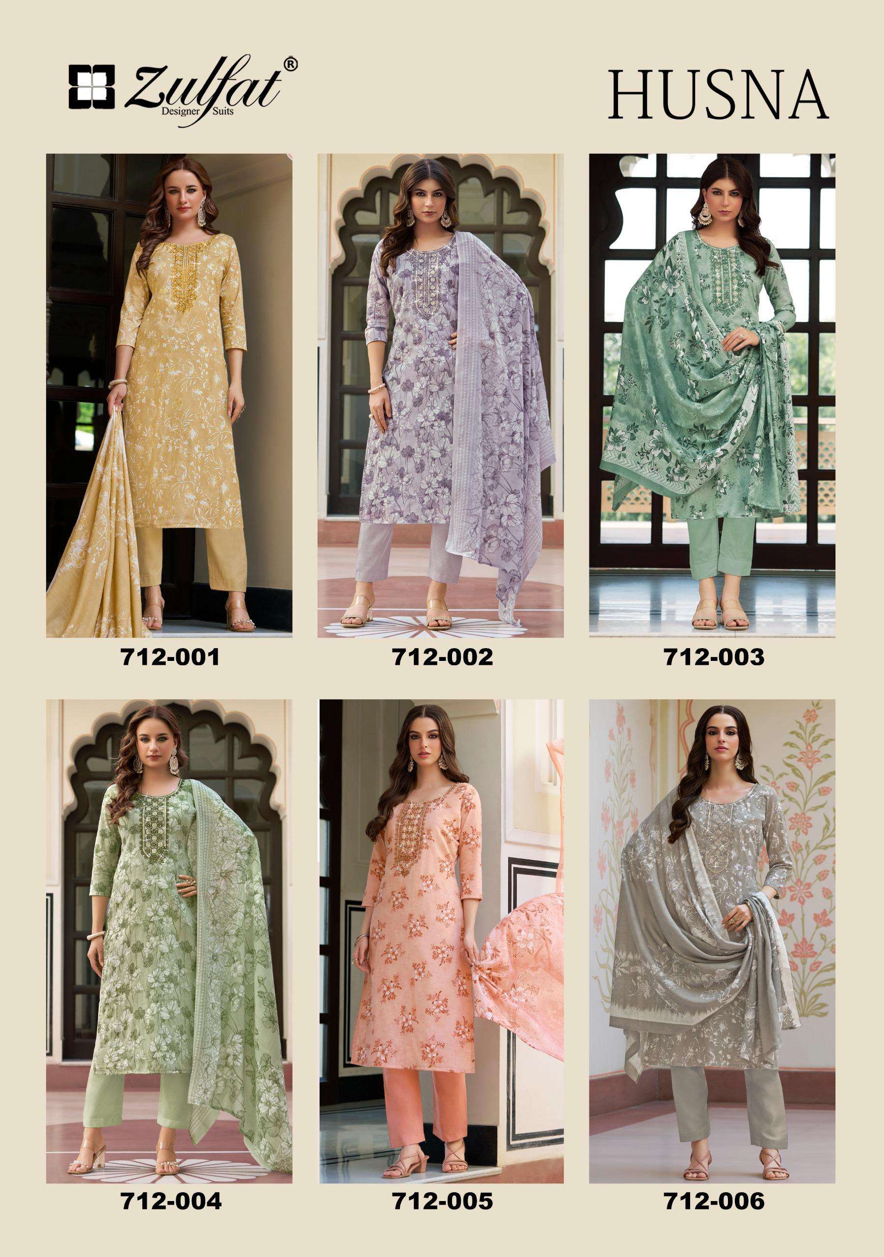 ZULFAT DESIGNER SUITS HUSNA COTTON PRINT WITH FANCY EMBROIDERY WORK SUIT