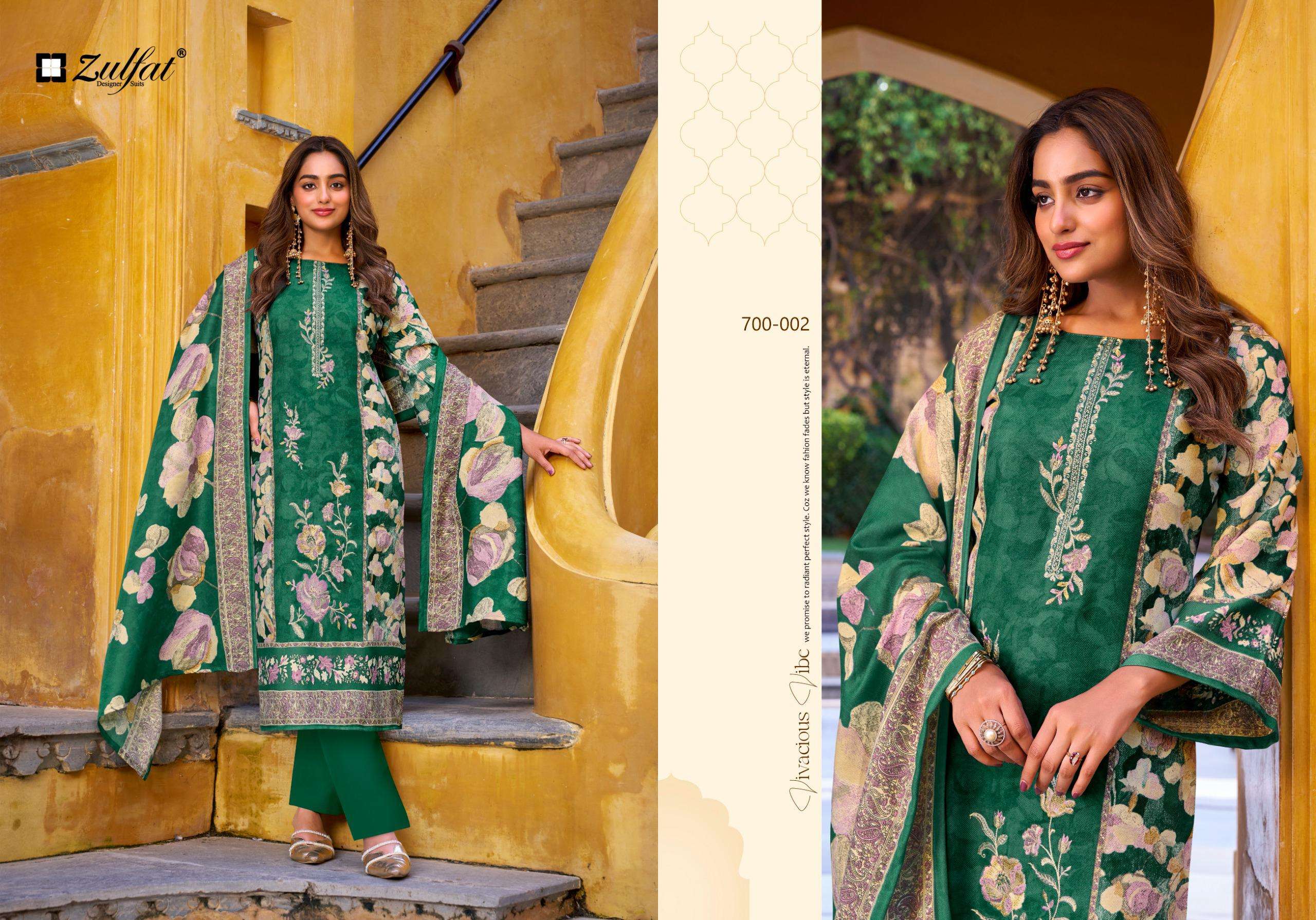 ZULFAT DESIGNER SUITS MEENAKAARI JAM COTTON FANCY EMBROIDERY WORK SUIT