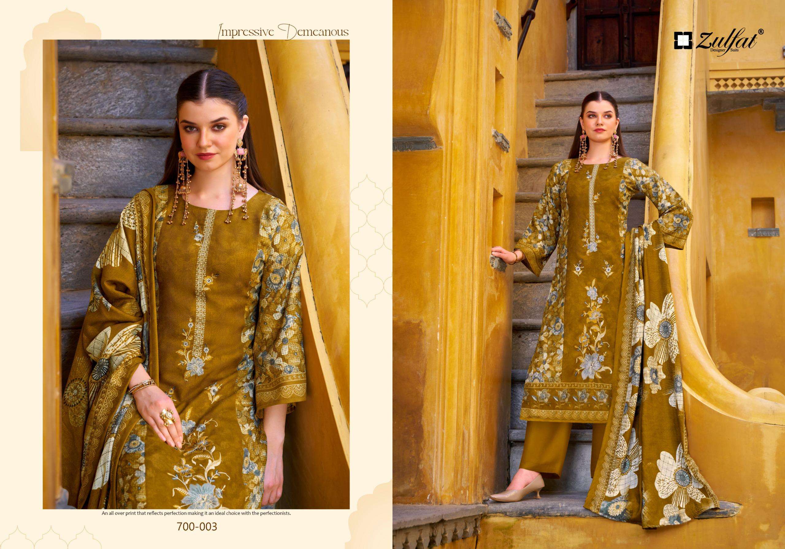 ZULFAT DESIGNER SUITS MEENAKAARI JAM COTTON FANCY EMBROIDERY WORK SUIT