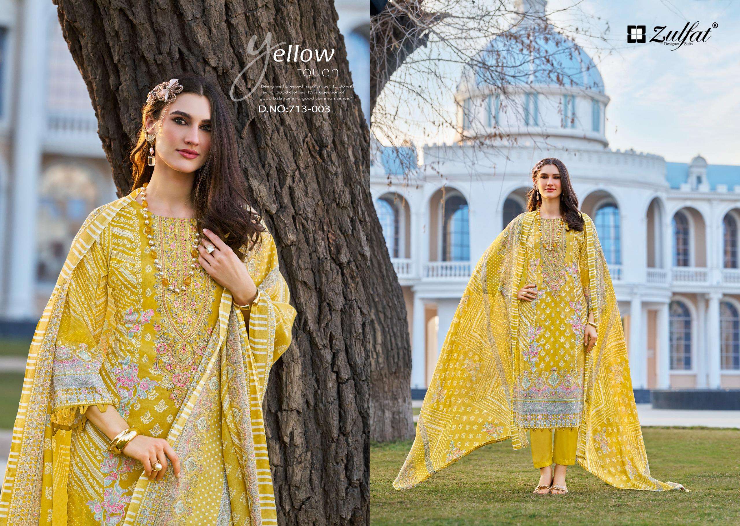 ZULFAT DESIGNER SUITS SANA SAFINA VOL 3 COTTON PRINT WITH FANCY WORK SUIT