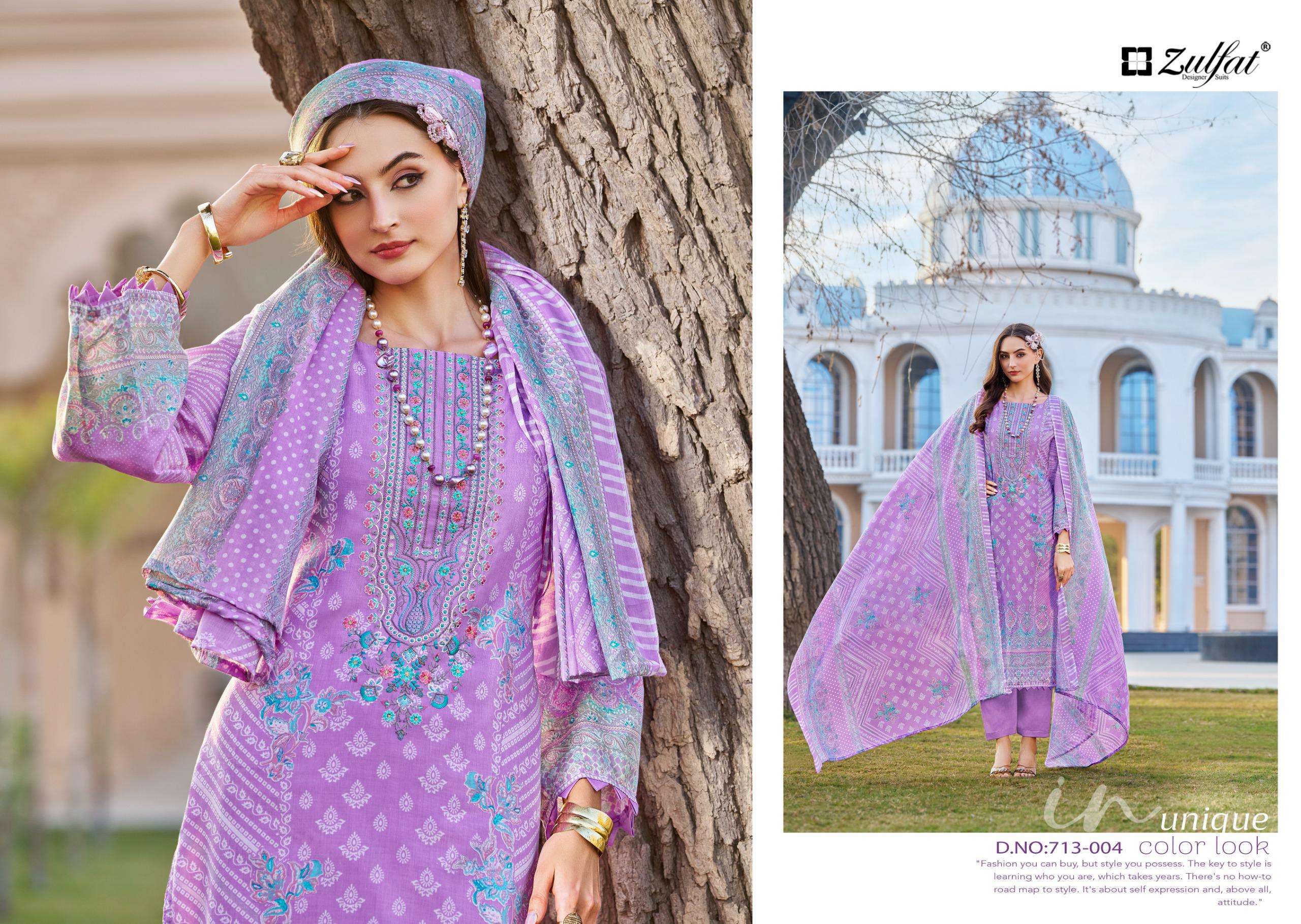 ZULFAT DESIGNER SUITS SANA SAFINA VOL 3 COTTON PRINT WITH FANCY WORK SUIT
