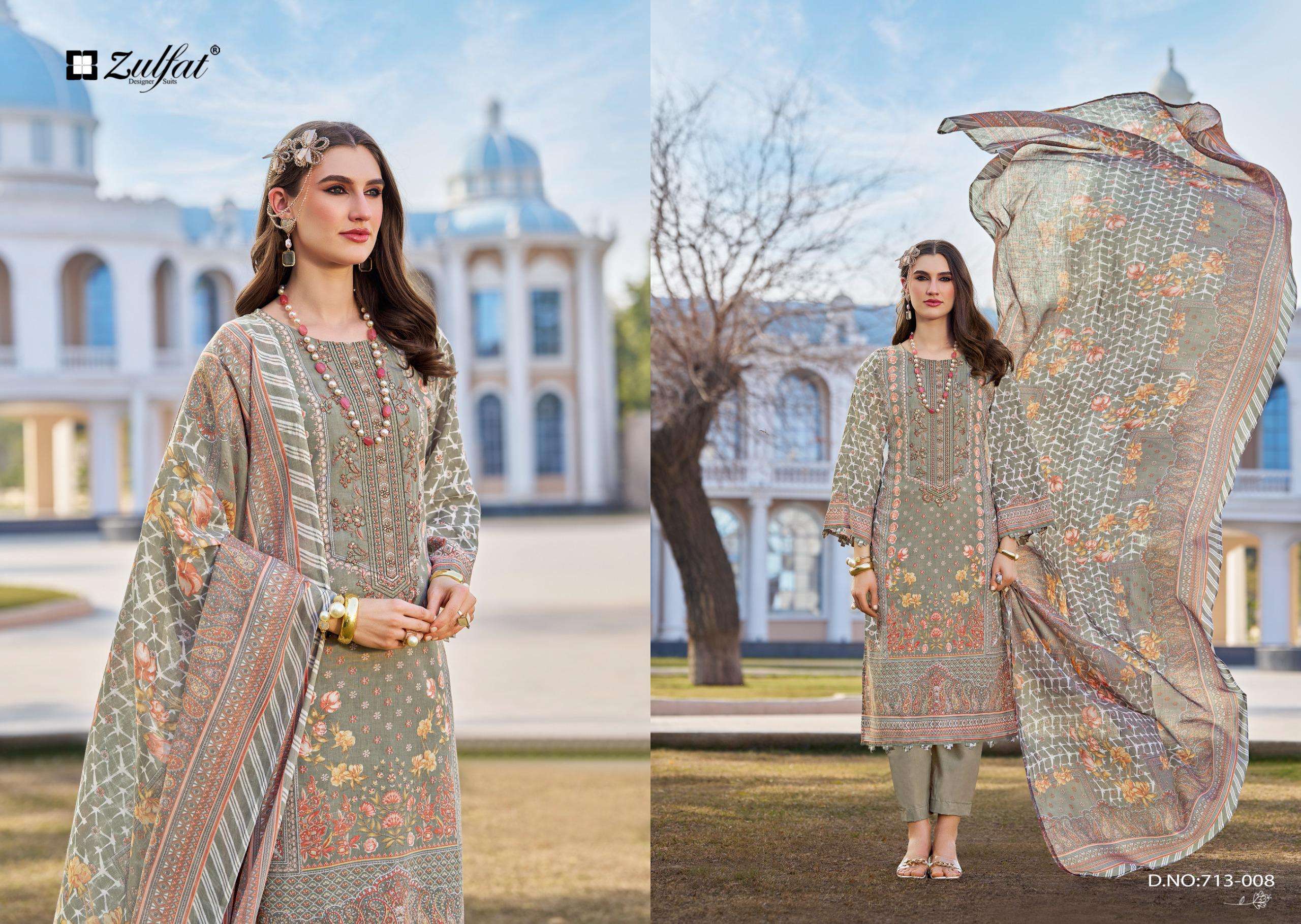 ZULFAT DESIGNER SUITS SANA SAFINA VOL 3 COTTON PRINT WITH FANCY WORK SUIT