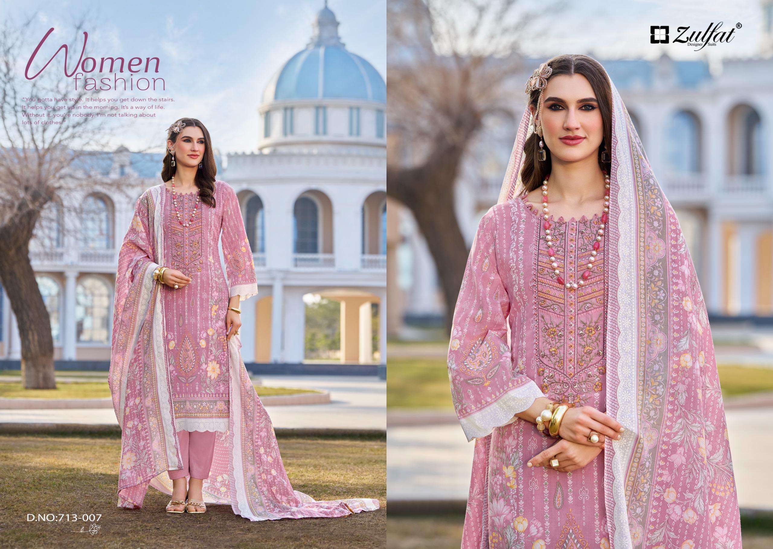 ZULFAT DESIGNER SUITS SANA SAFINA VOL 3 COTTON PRINT WITH FANCY WORK SUIT