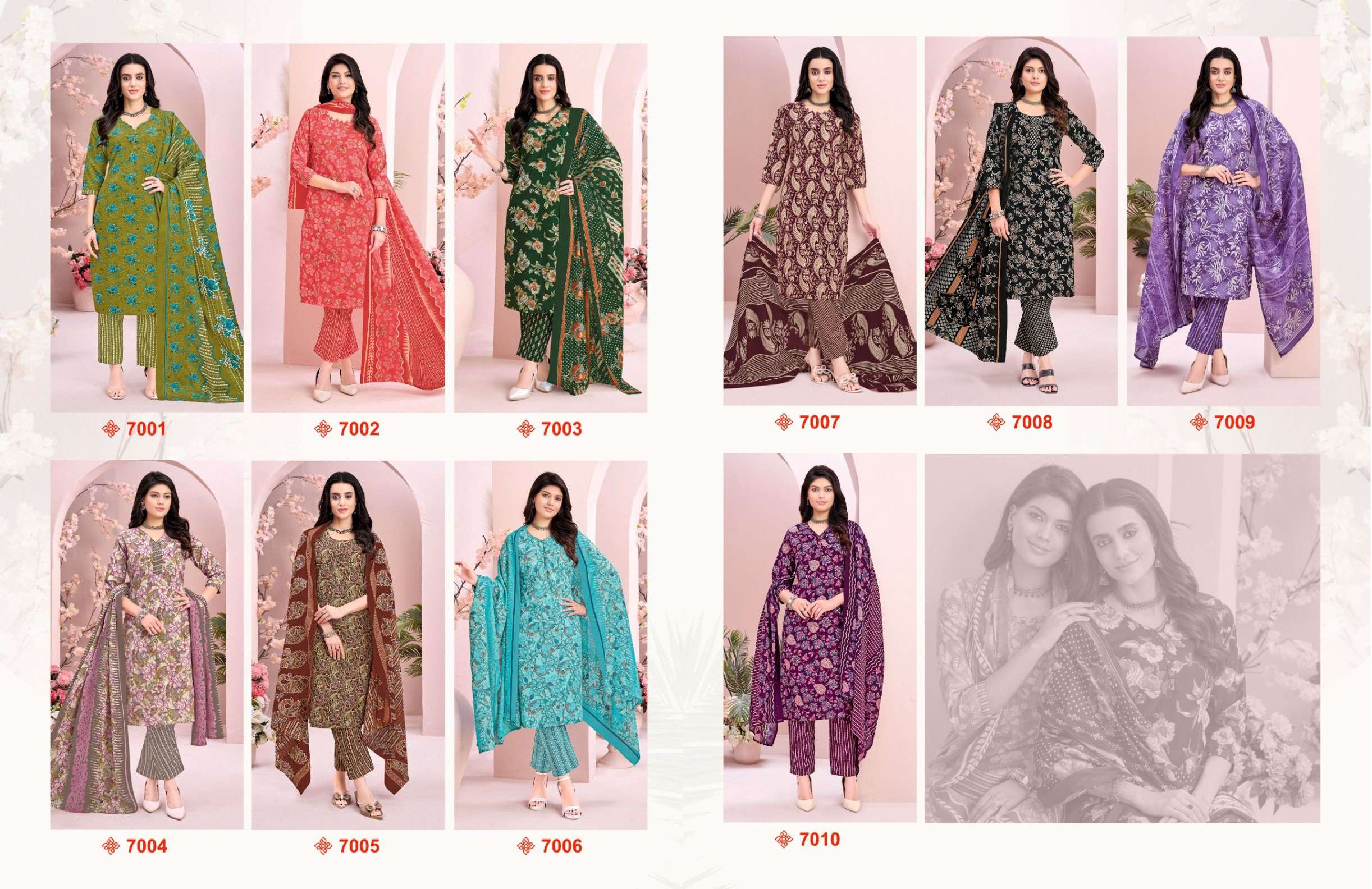 ⁠BALAJI COTTON KEERTHY VOL 7 COTTON PRINT LADIES KURTI PANT WITH DUPATTA SET 