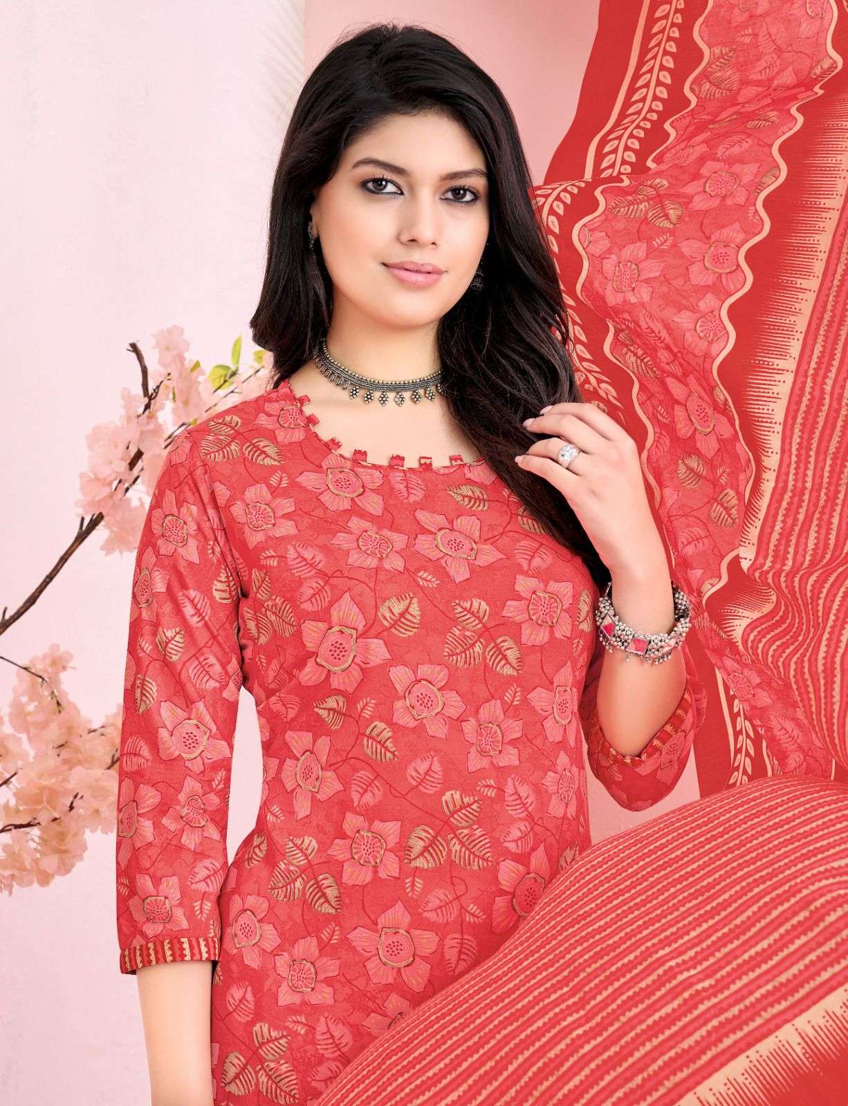 ⁠BALAJI COTTON KEERTHY VOL 7 COTTON PRINT LADIES KURTI PANT WITH DUPATTA SET 