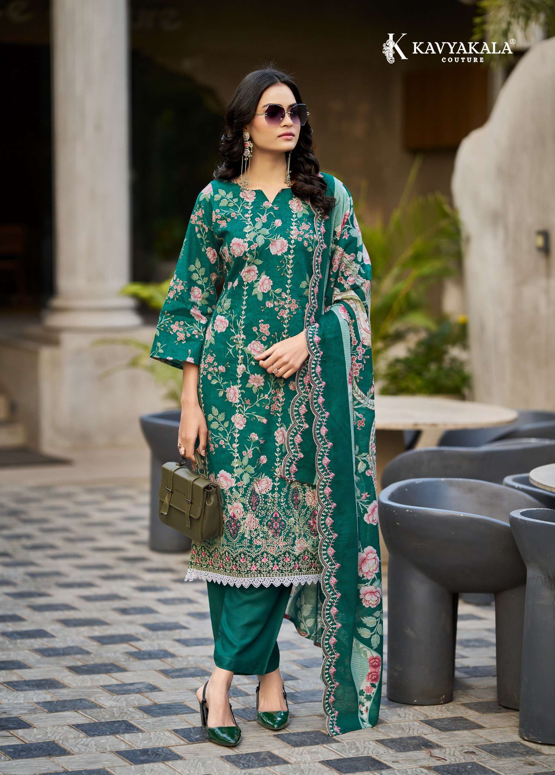 ‎‎ KAVYA‎‎ KALA COUTURE NIRMOHI LAWN COTTON PRINT WITH FANCY EMBROIDERY WORK SUIT