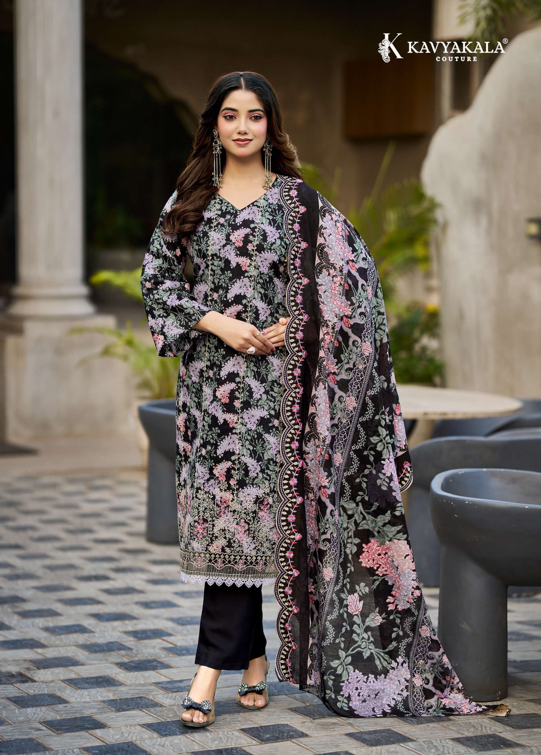 ‎‎ KAVYA‎‎ KALA COUTURE NIRMOHI LAWN COTTON PRINT WITH FANCY EMBROIDERY WORK SUIT