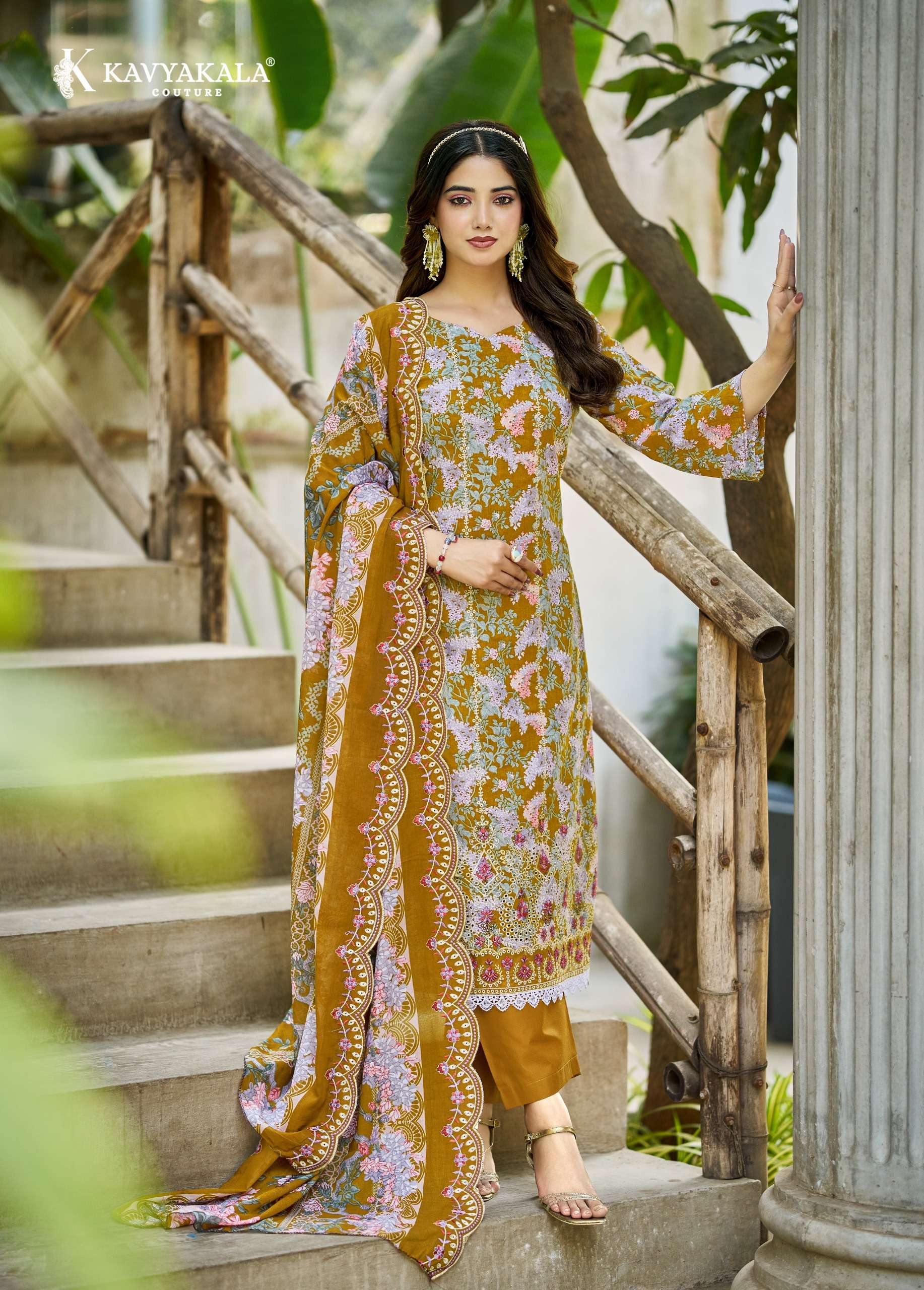 ‎‎ KAVYA‎‎ KALA COUTURE NIRMOHI LAWN COTTON PRINT WITH FANCY EMBROIDERY WORK SUIT