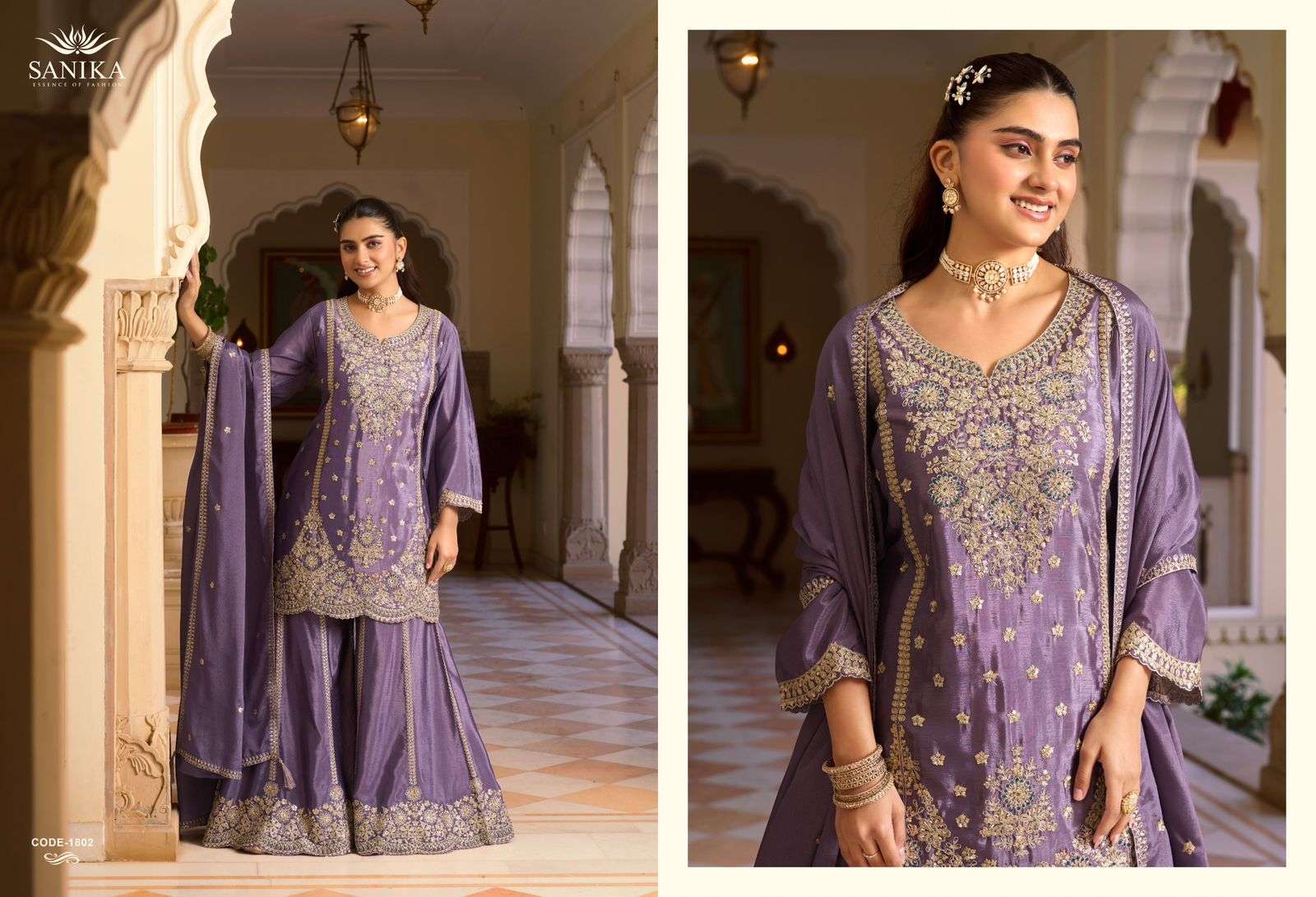 ️SANIKA FASHION PEHAR SILK HEAVY EMBROIDERD DESIGNER WEDDING WEAR SHARARA SUIT