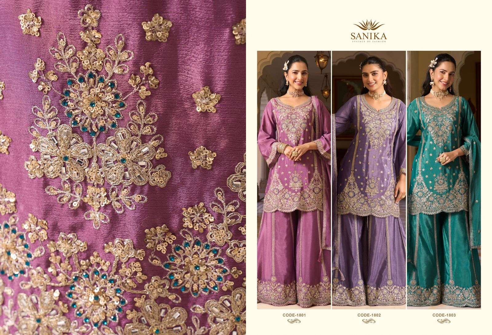 ️SANIKA FASHION PEHAR SILK HEAVY EMBROIDERD DESIGNER WEDDING WEAR SHARARA SUIT