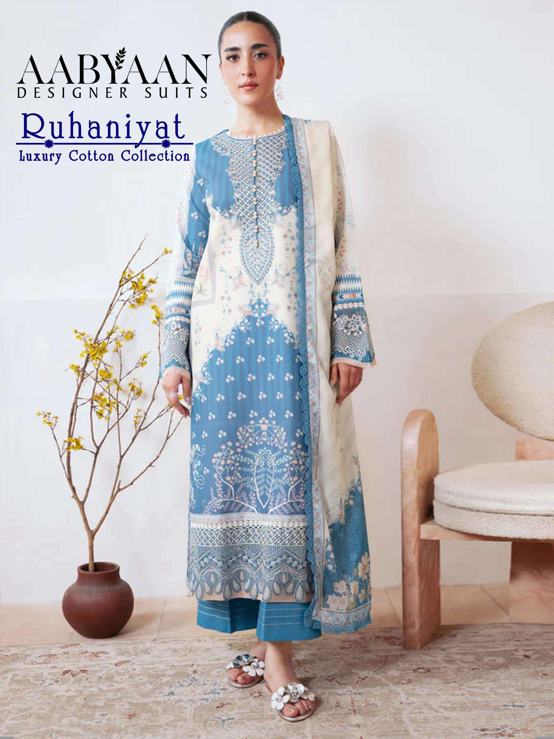 AABYAAN DESIGNER SUIT RUHANIYAT VOL 11 COTTON DIGITAL KARACHI STYLE PRINT SALWAR SUIT