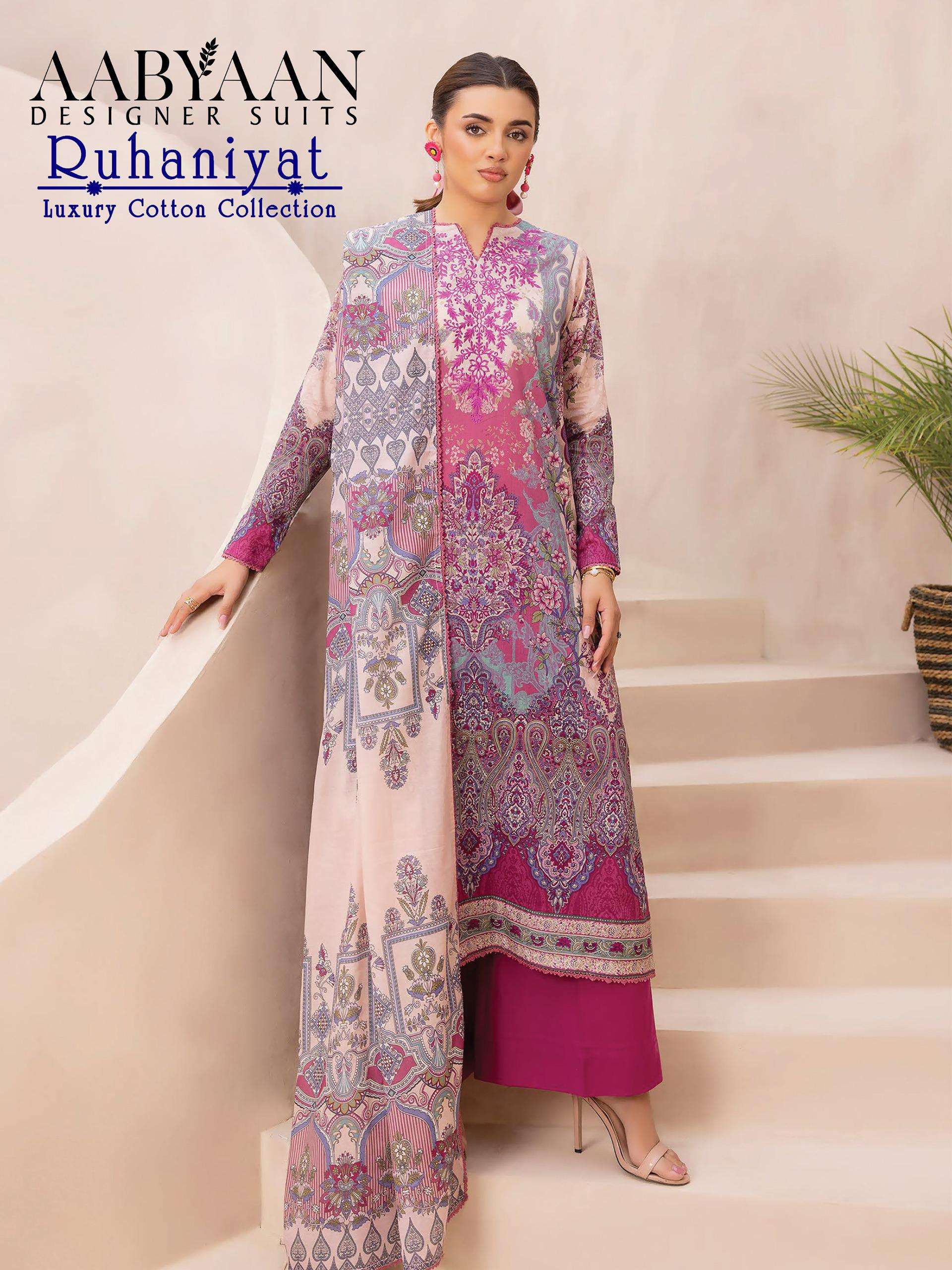 AABYAAN DESIGNER SUIT RUHANIYAT VOL 11 COTTON DIGITAL KARACHI STYLE PRINT SALWAR SUIT
