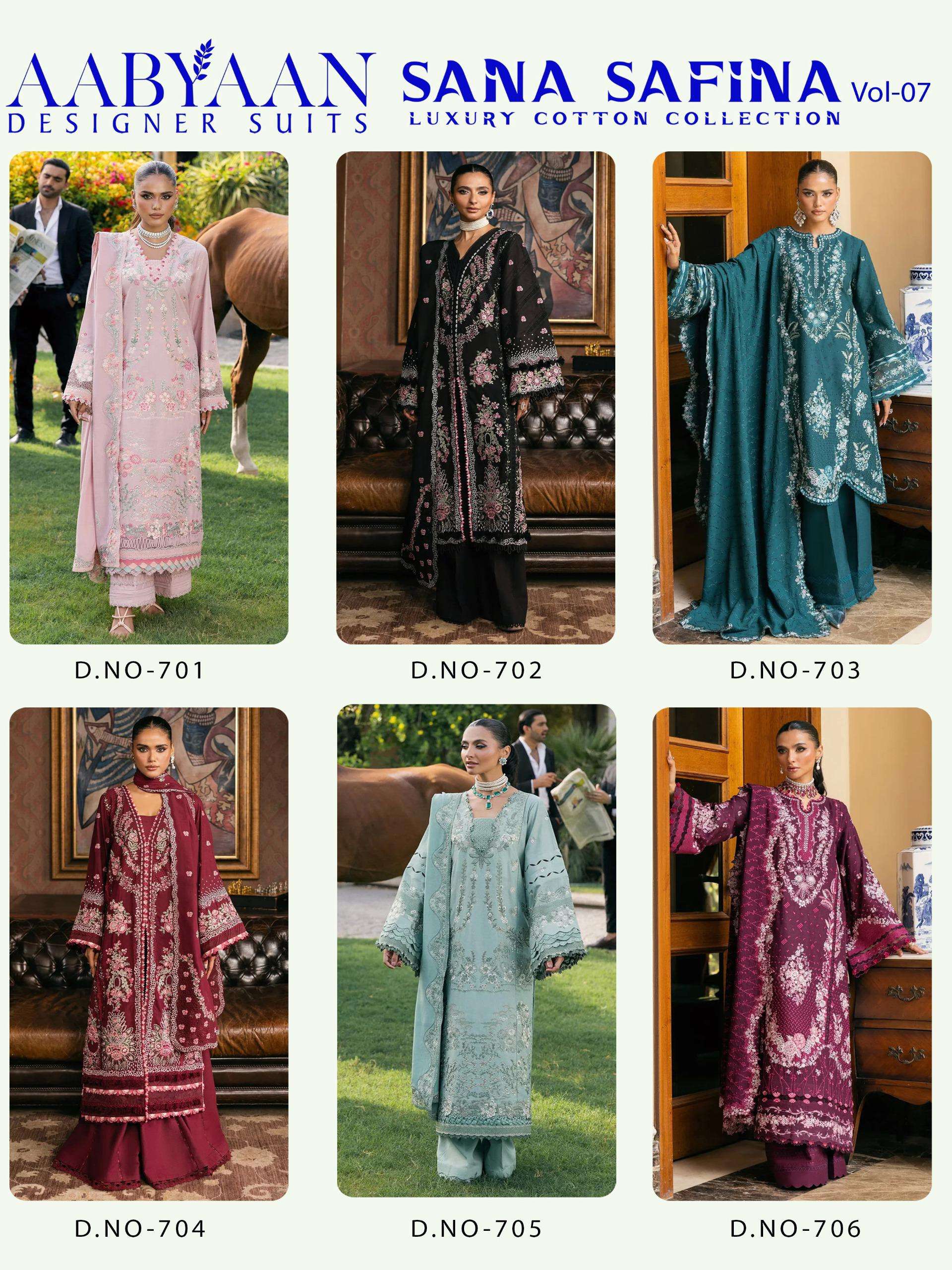 AABYAAN DESIGNER SUIT SANA SAFINA VOL 7 COTTON DIGITAL KARACHI PRINTS SALWAR SUIT