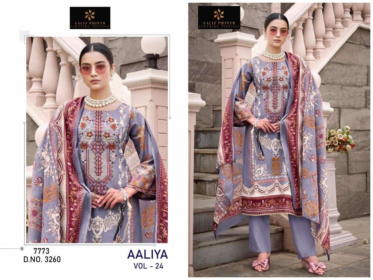 AALIZ PRINTS AALIYA VOL 24 COTTON DIGITAL STYLE PRINT WITH WORK SUIT