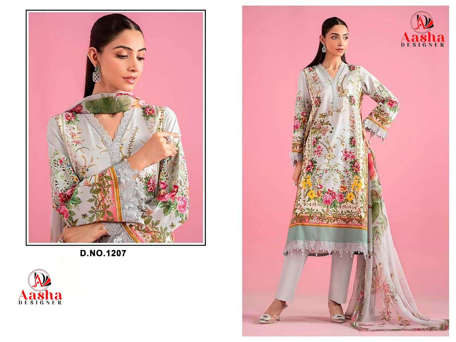 AASHA DESIGNER D NO  1207 COTTON PATCH EMBROIDERY WORK SALWAR KAMEEZ 