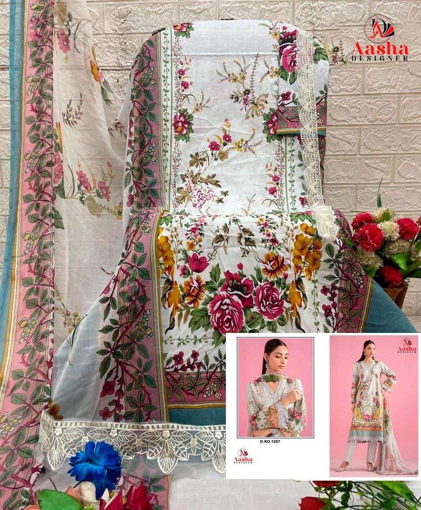 AASHA DESIGNER D NO  1207 COTTON PATCH EMBROIDERY WORK SALWAR KAMEEZ 