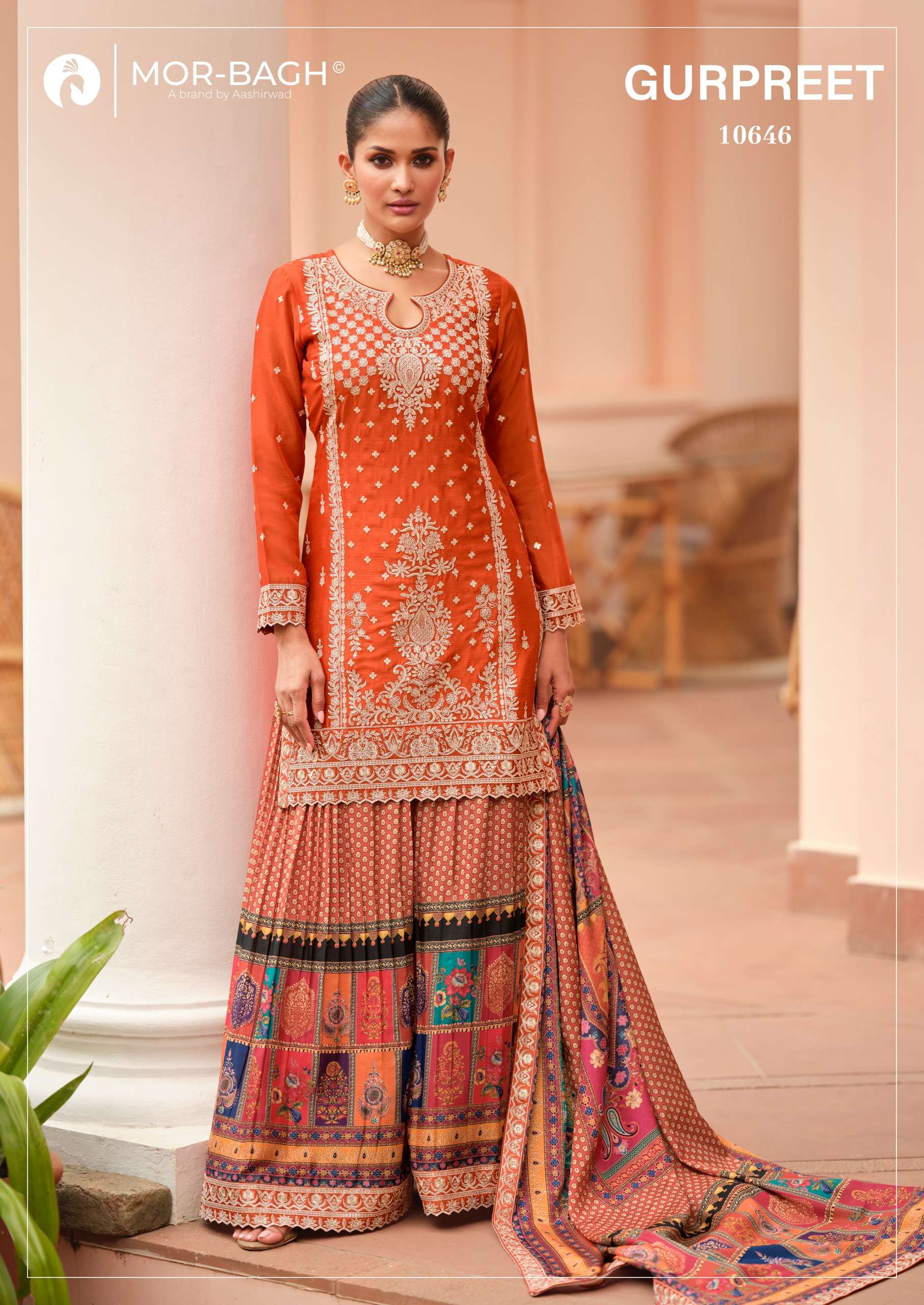 AASHIRWAD CREATION GURPREET SILK HEAVY DESIGNER WEDDING WEAR LADIES SUIT