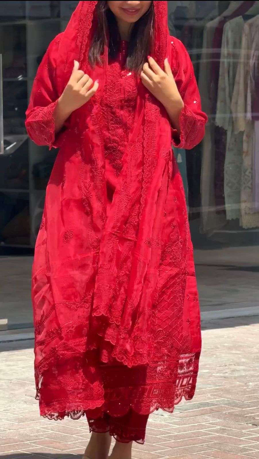 AD 161 GORGEOUS RED SHADE BEAUTIFUL DESIGNER LOOK PARTY WEAR LADIES SUIT