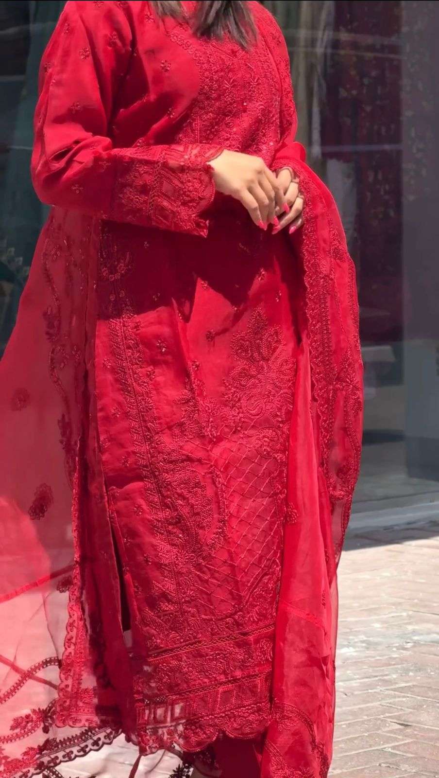 AD 161 GORGEOUS RED SHADE BEAUTIFUL DESIGNER LOOK PARTY WEAR LADIES SUIT