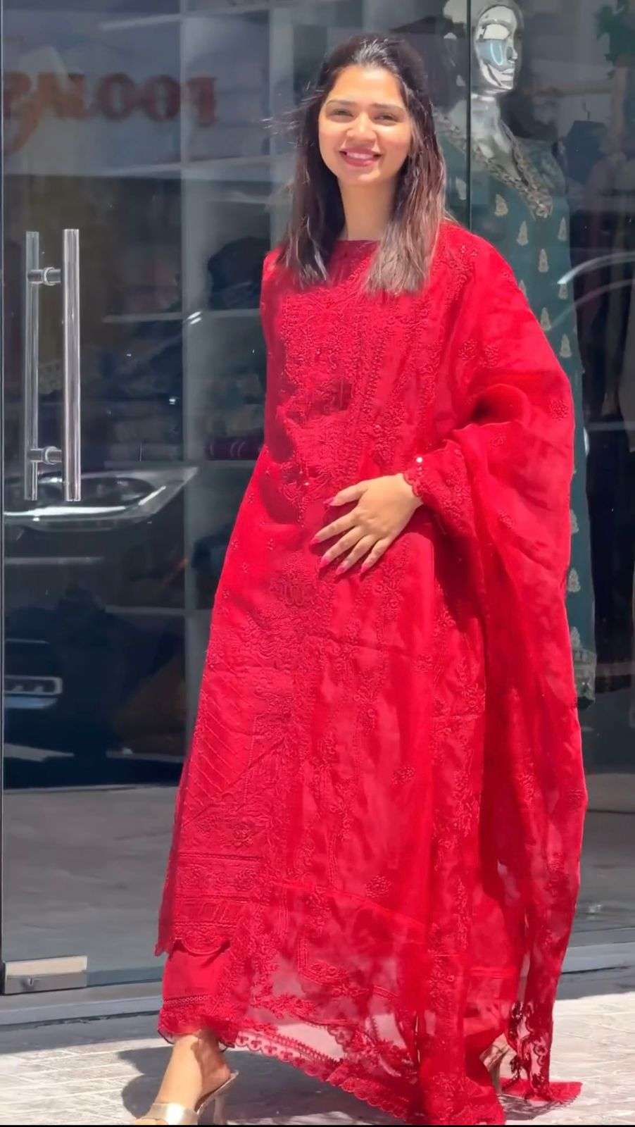 AD 161 GORGEOUS RED SHADE BEAUTIFUL DESIGNER LOOK PARTY WEAR LADIES SUIT