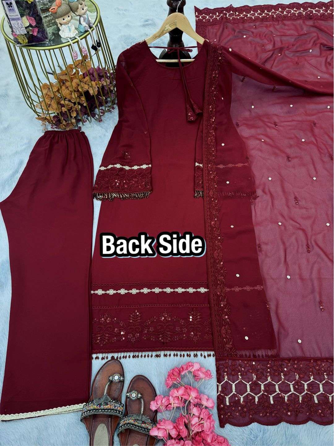 AD 197 GEORGETTE EMBROIDERY DESIGNER PARTY WEAR LADIES SUIT