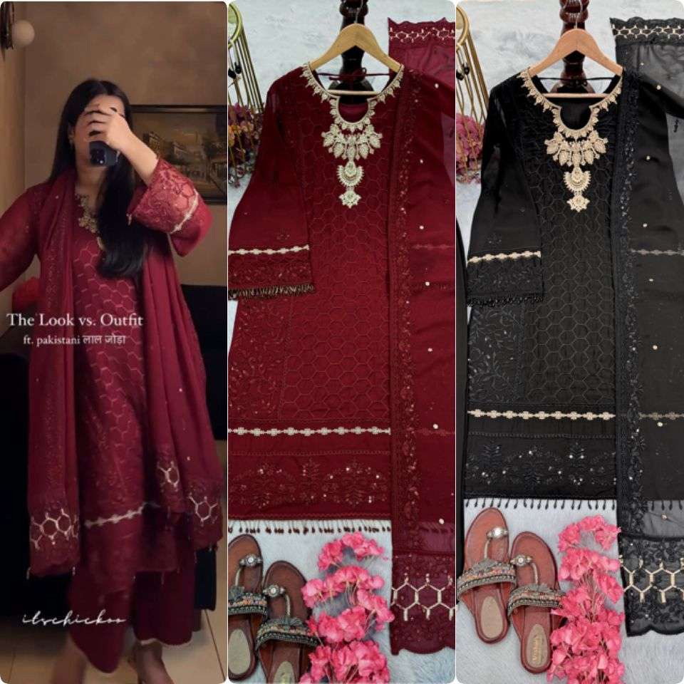 AD 197 GEORGETTE EMBROIDERY DESIGNER PARTY WEAR LADIES SUIT