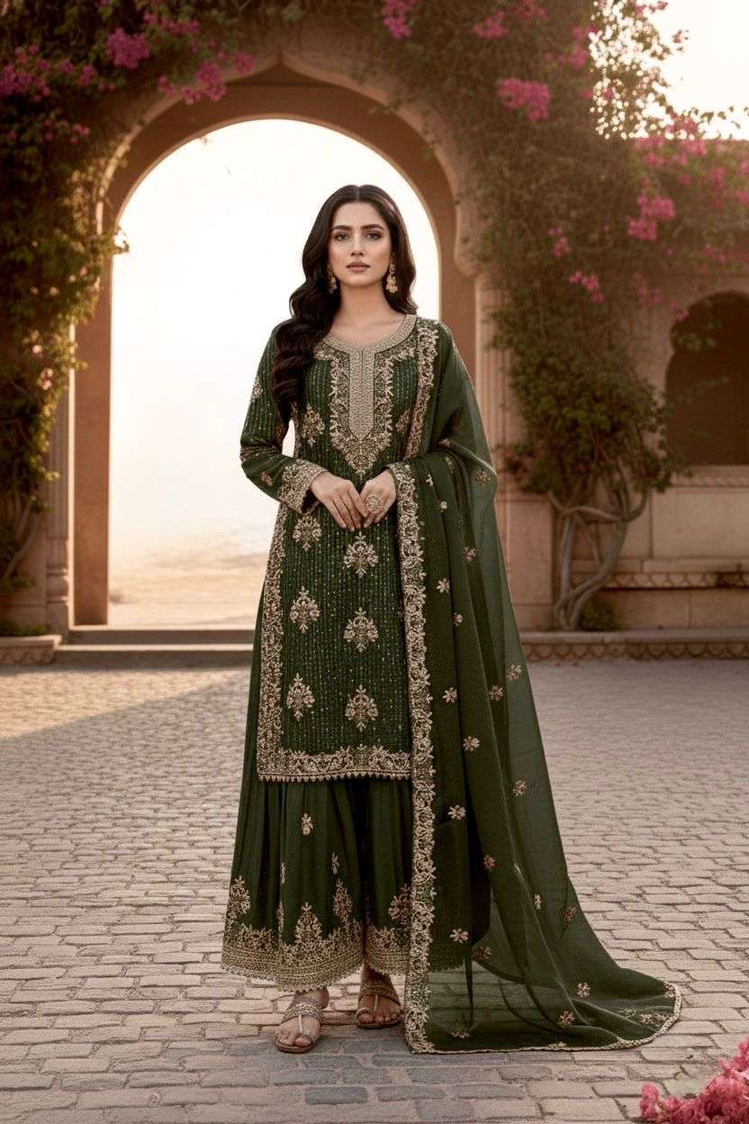 AD 219 SILK WITH HEAVY EMBROIDERY DESIGNER FESTIVE WEAR SUIT