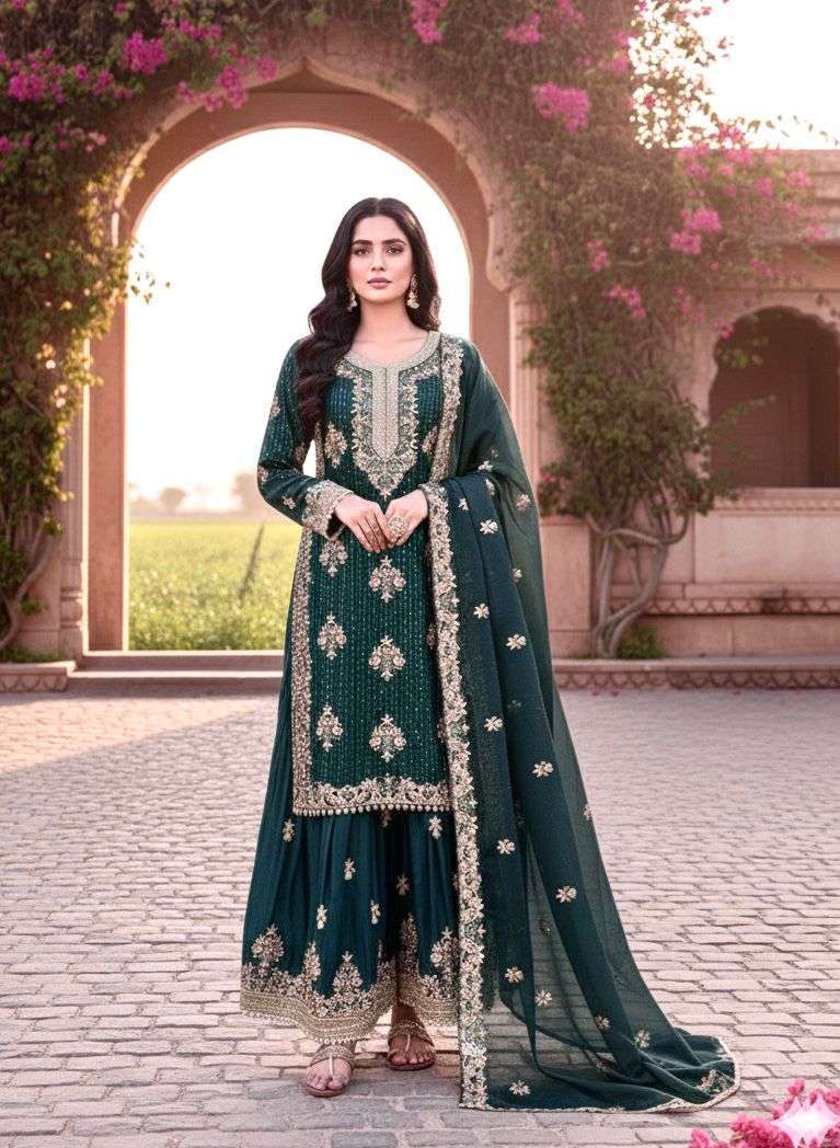 AD 219 SILK WITH HEAVY EMBROIDERY DESIGNER FESTIVE WEAR SUIT