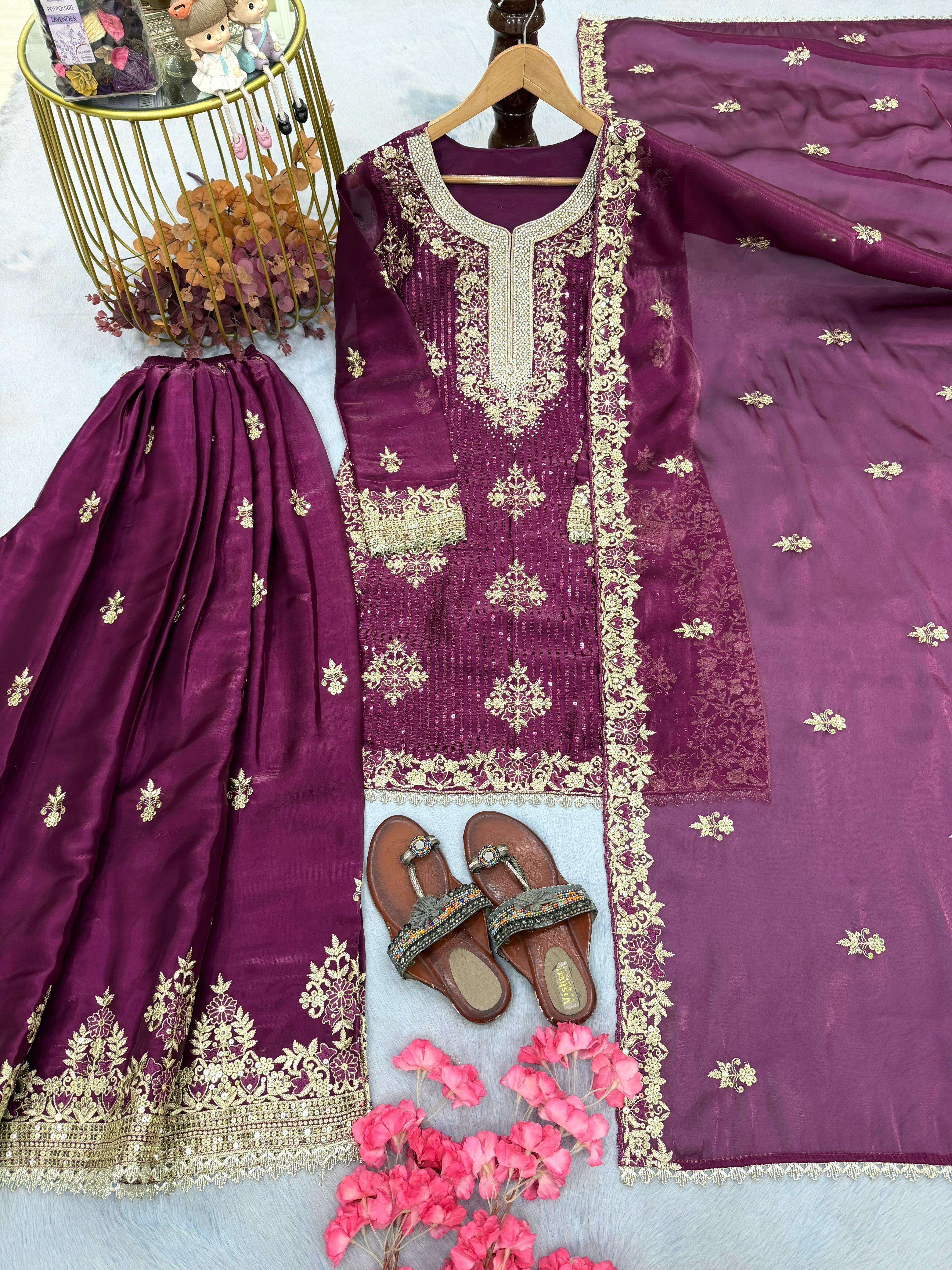 AD 219 SILK WITH HEAVY EMBROIDERY DESIGNER FESTIVE WEAR SUIT