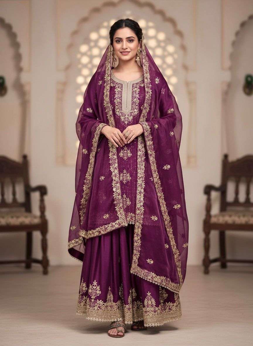 AD 219 SILK WITH HEAVY EMBROIDERY DESIGNER FESTIVE WEAR SUIT