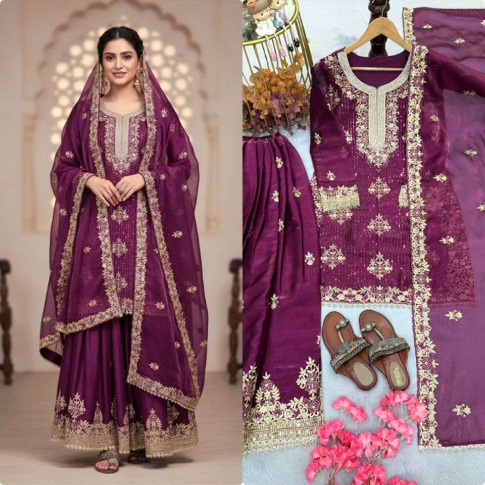 AD 219 SILK WITH HEAVY EMBROIDERY DESIGNER FESTIVE WEAR SUIT