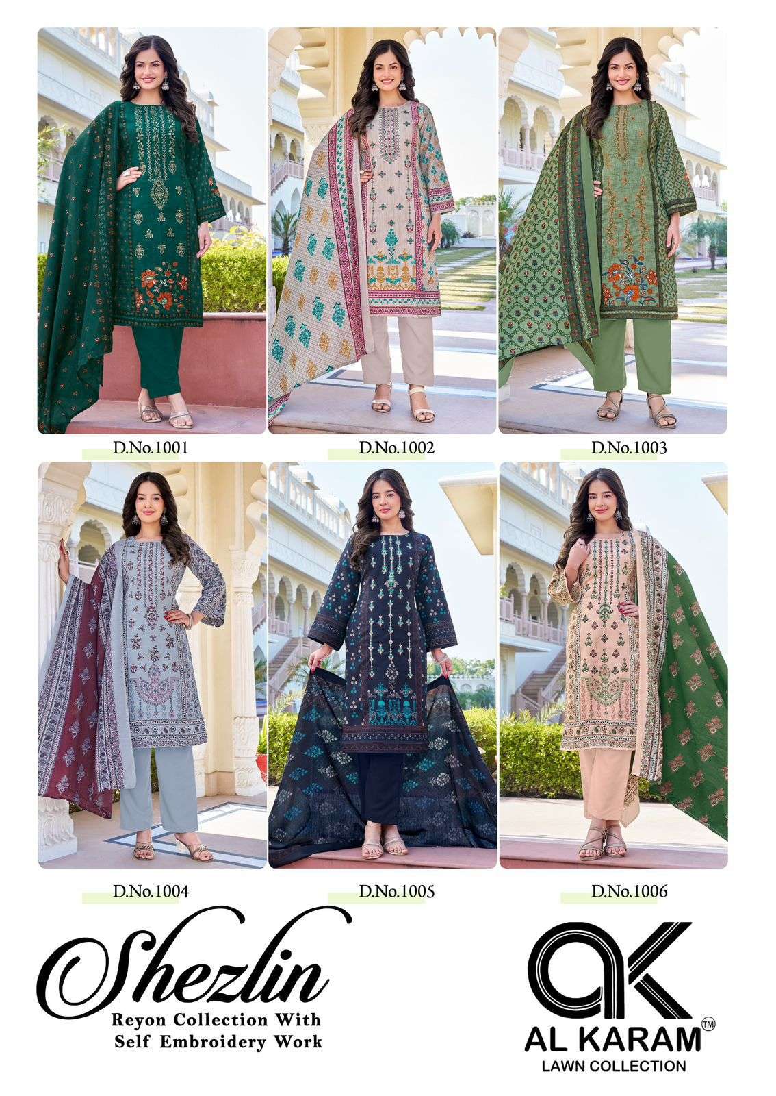 AL KARAM SHEZLIN RAYON COTTON PRINT WITH FANCY EMBROIDERY WORK SUIT