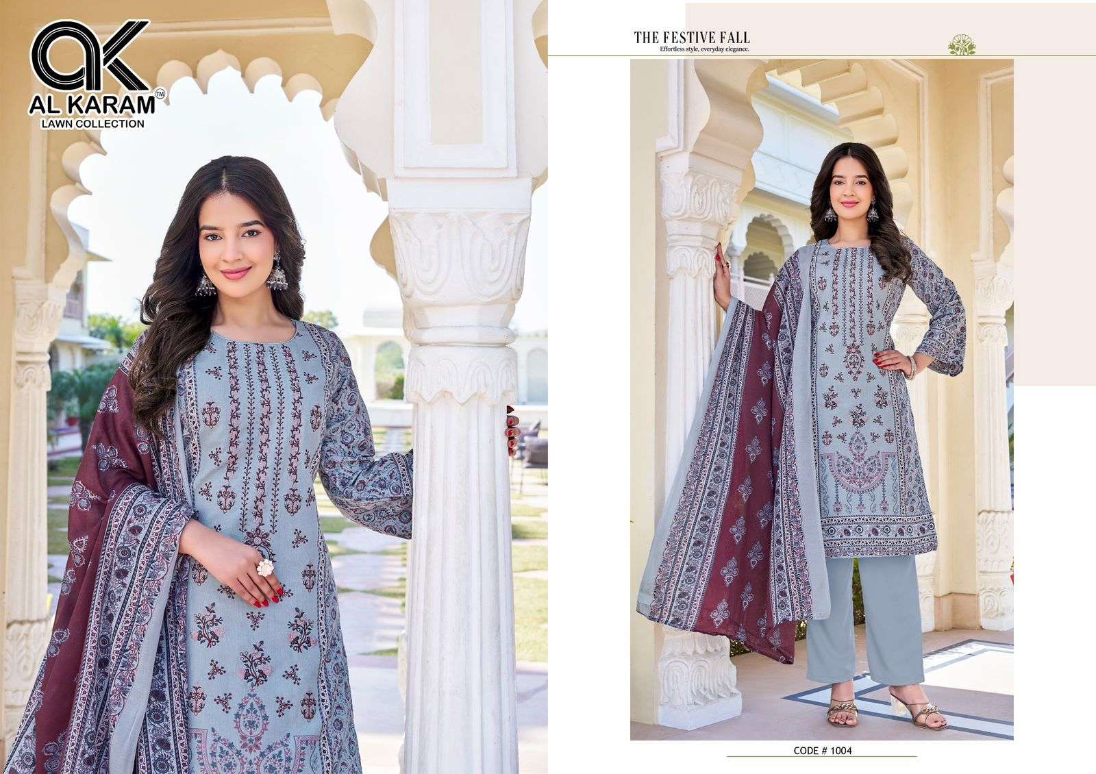 AL KARAM SHEZLIN RAYON COTTON PRINT WITH FANCY EMBROIDERY WORK SUIT